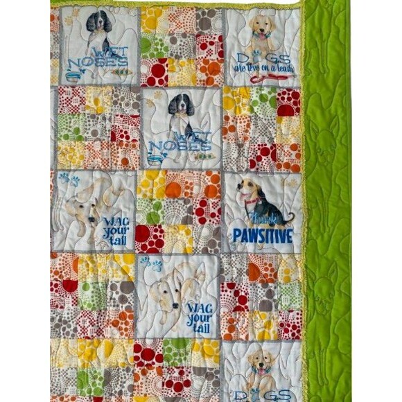 Dog Quilt Handmade Multiple Breeds Frenchies Reversible Elephants 36 X 44.50 - Picture 5 of 12